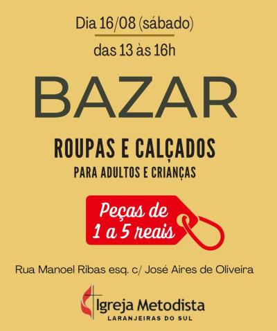 LS: Bazar da Igreja Metodista é neste sábado